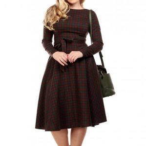 Collectif Arwen Woodland Pine Check Swing Dress XL